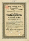 Teilschuldverschreibung  Siemens Elektrische Betriebe AG 4,5x 1000 Franken von 1908  Nr.14152