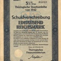 Schuldverschreibung Thüringische Staatsanleihe 3,5x 1000 RM von 1941  Nr.00323