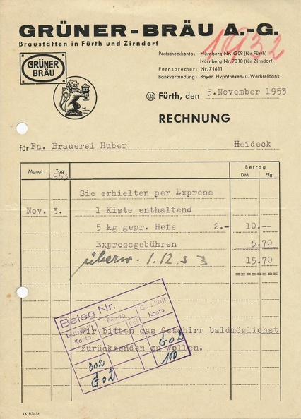 GRÜNER-BRÄU  1953.11.05