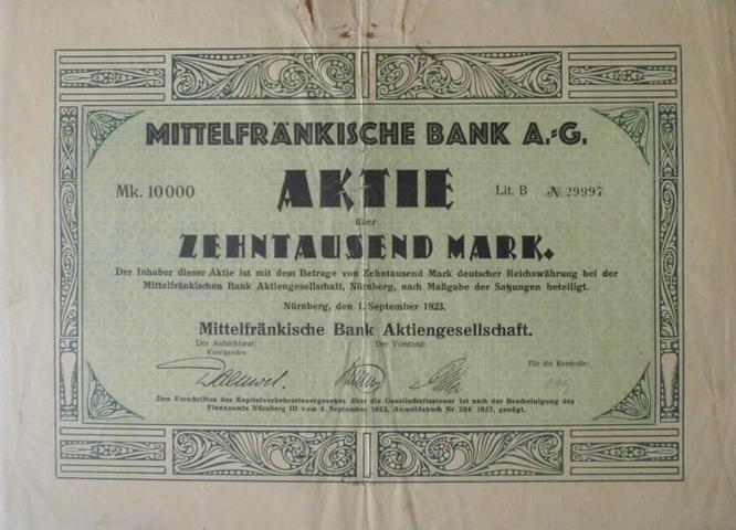 MITTELFRAENKISCHE BANK A.-G von1923  Nr.29997.JPG