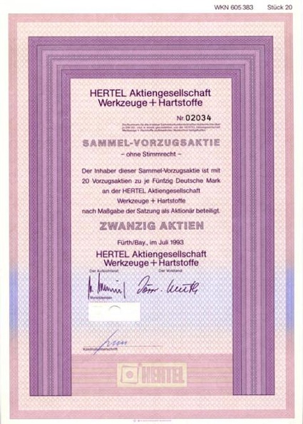 Hertel Vorzug 20x50 DM von 1993  Nr.02034