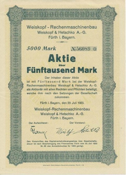 Weiskopf & Hetschko AG Fuerth i. Bayern von 1923  Nr.56089.JPG