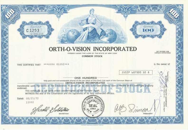 ORTH-O-VISION INCORPORATED von 1972 Nr. C 1253.JPG
