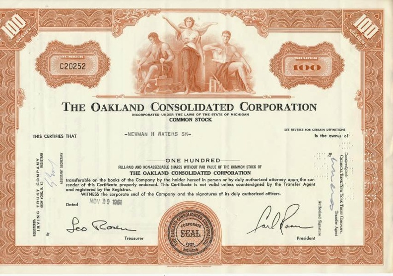 THE OAKLAND CONSOLIDATED CORPORATION von 1961 Nr. C20252.JPG