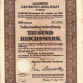 Teilschuldverschreibung AEG zu Berlin 4x  1000 RM von 1942  Nr. 12625