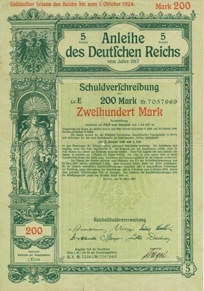 Anleihe des Deutschen Reichs 5 200 M von 1917  Nr.7 057969.JPG