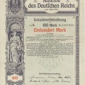 Anleihe des Deutschen Reichs Schuldverschreibung 5 100 M  von 1915  Nr. 2307050