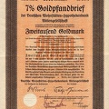 Deutsche Wohnstätten-Hypothekenbank AG   Goldpfandbrief 2000 Goldmark  7x von 1931 Nr. 0476