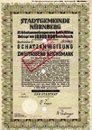 STADTGEMEINDE NÜRNBERG Schatzanweisung 5x10 000 000 RM von 1928  Nr.0062