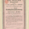 Teilschuldverschreibung  Siemens Elektrische Betriebe AG 4,5 x 1000 Franken von 1912  Nr. 21562