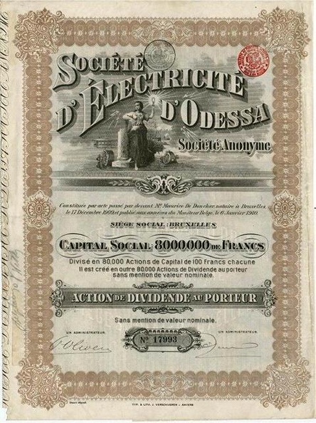 SOCIÉTÉ D´ELECTRICITE D´ODESSA von 1910 Nr.17993.JPG