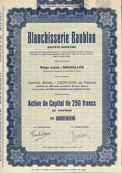 Blanchisserie Baublan von 1944  Nr.001419