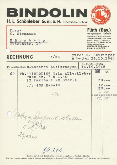 H.L.SCHÖNLEBEN ( Bindolin)  1948.10.29