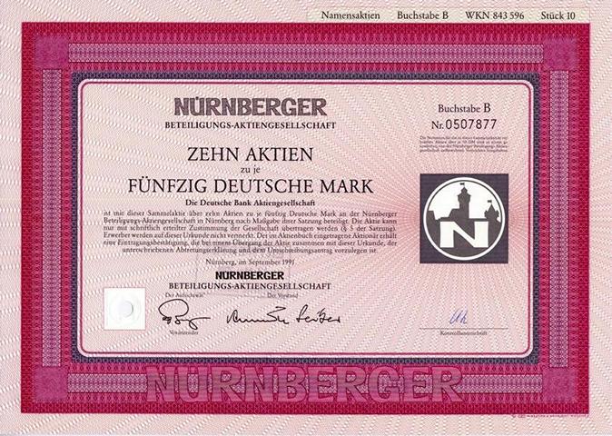 NUERNBERGER BETEILIGUNGS-AG  10x50 DM von 1991  Nr.0507877.JPG