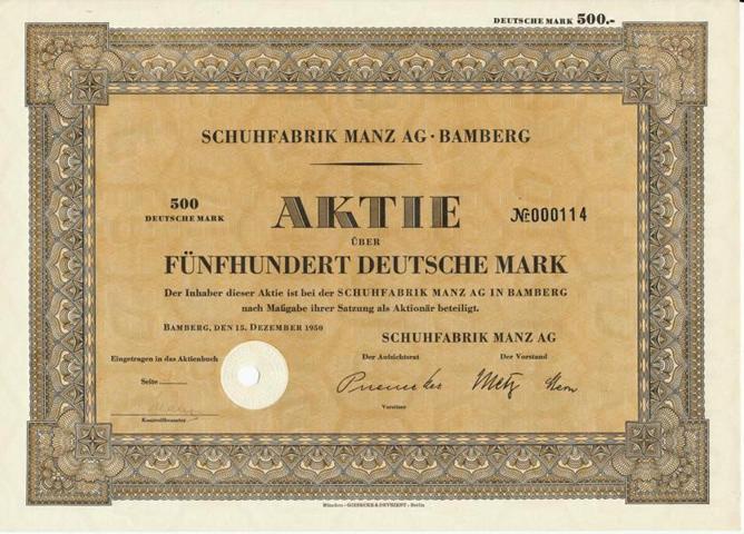 SCHUHFABRIK MANZ AG- BAMBERG von 1950  Nr.000114