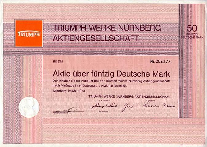 TRIUMPH WERKE NUERNBERG AG von 1978  Nr.206375