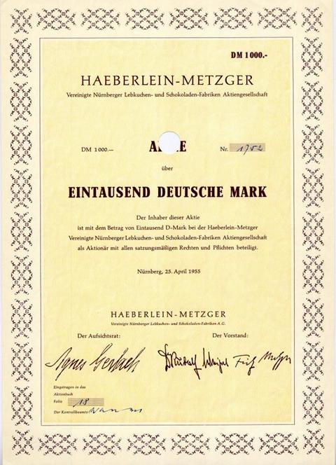 Haeberlein Metzger 1000 DM von 1955  Nr.1752