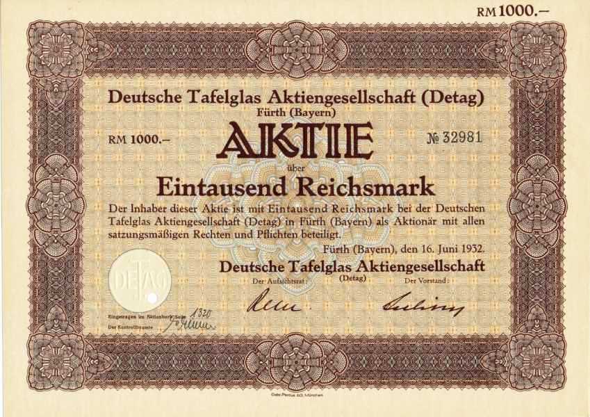 Deutsche Tafelglas AG von 16.6.1932 Nr. 32981